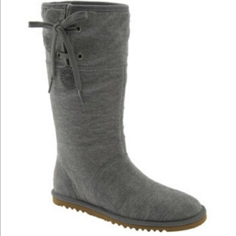 Ugg Lo Pro Drawstring Heather Grey Boot Size 6